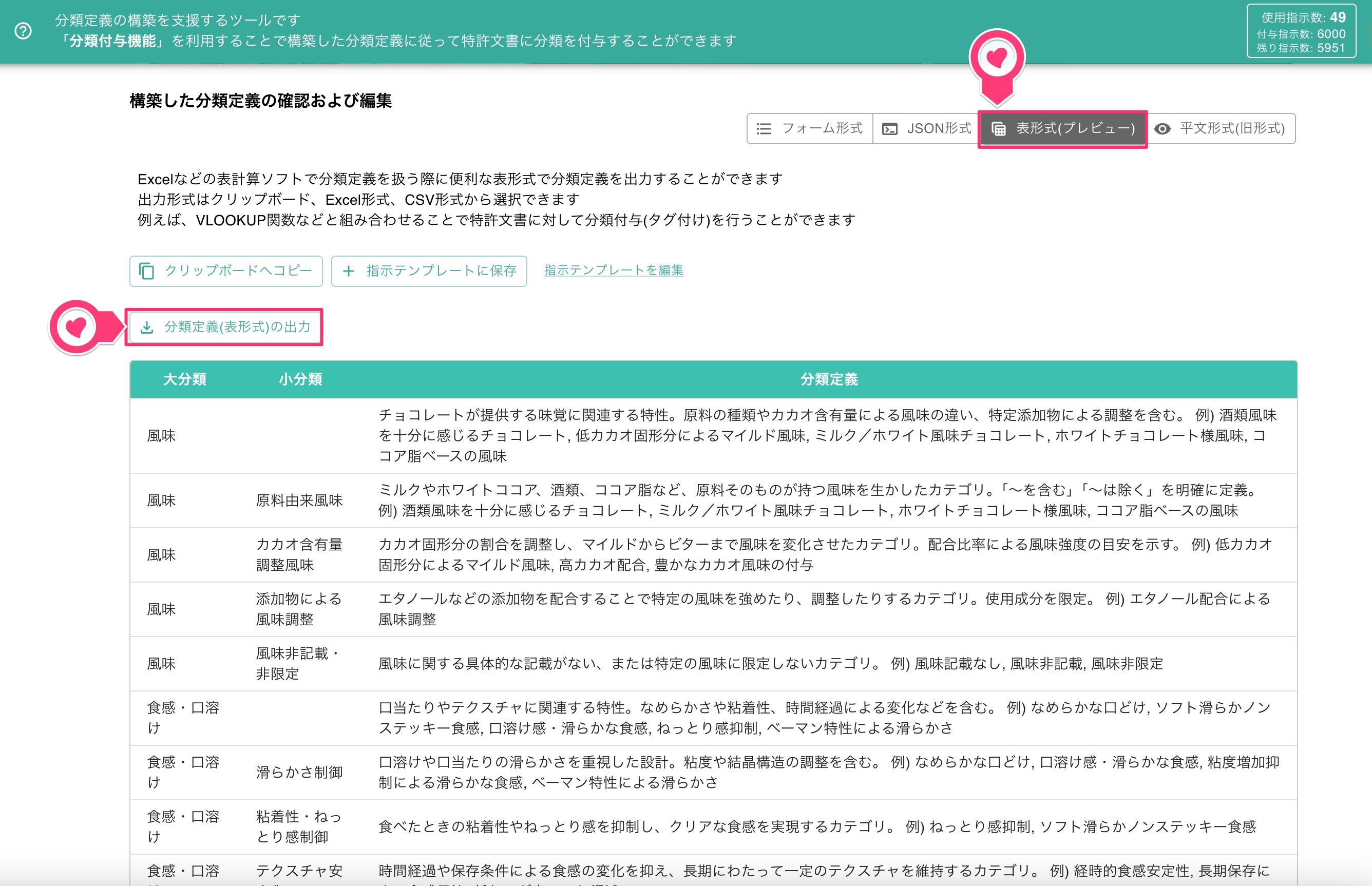クリックで拡大表示 表形式での表示