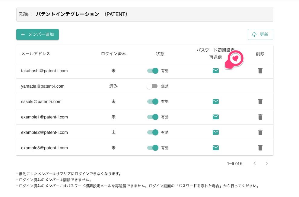 クリックで拡大表示 パスワード初期設定再送信