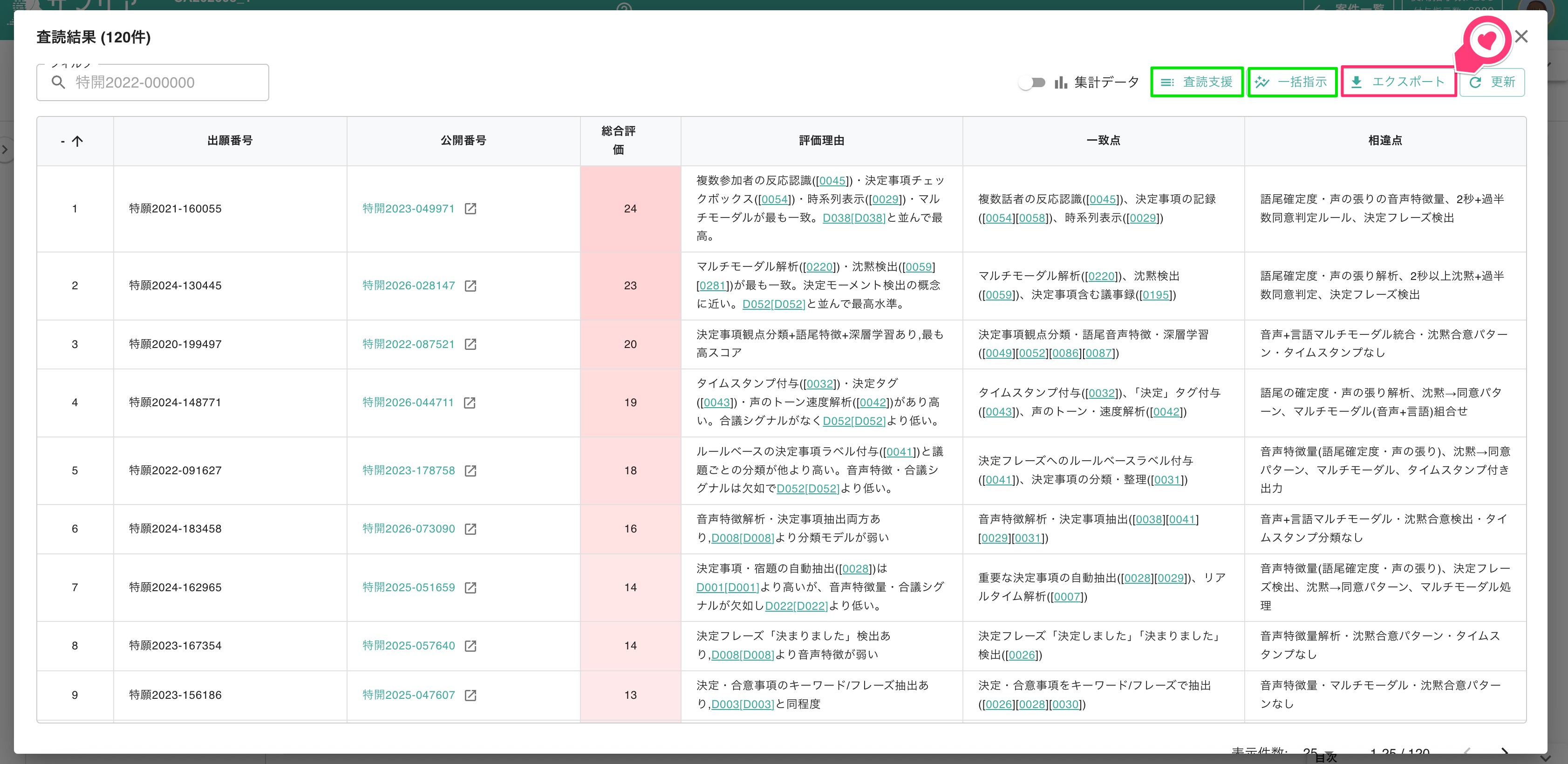クリックで拡大表示 査読結果画面