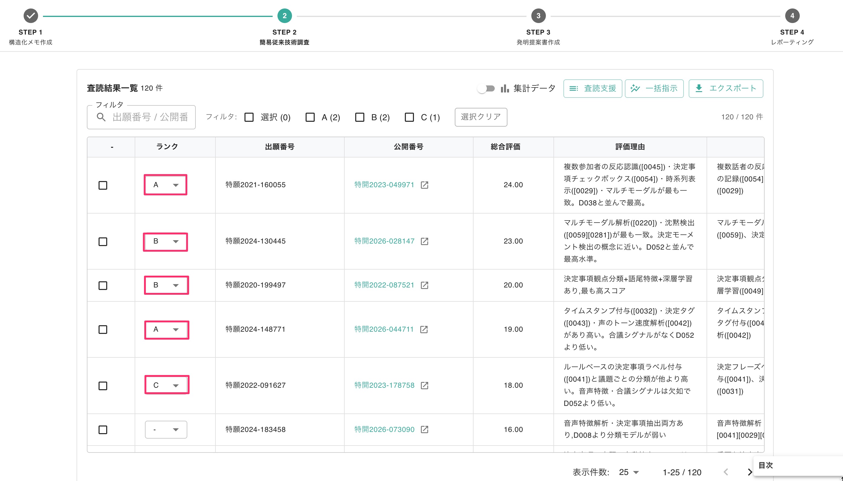 クリックで拡大表示 ランクの付与