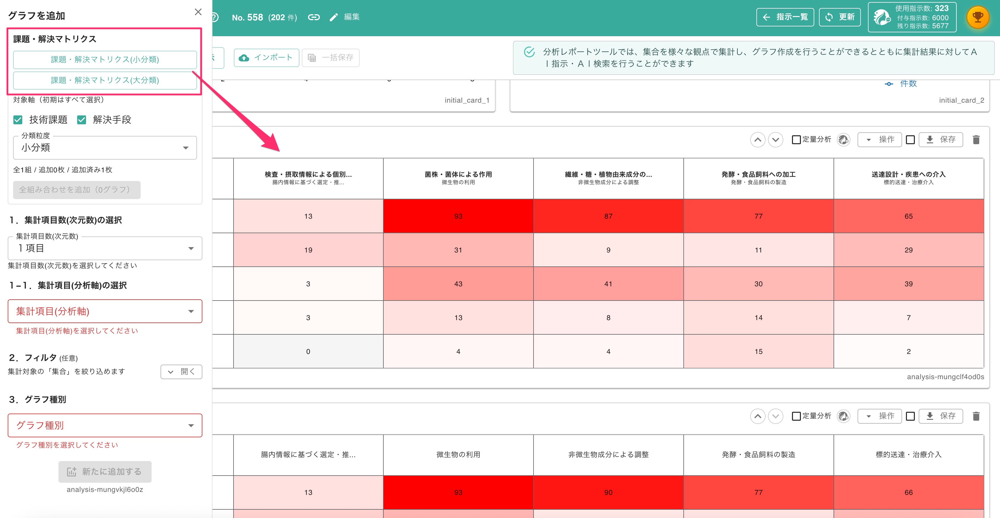 分析レポート画面